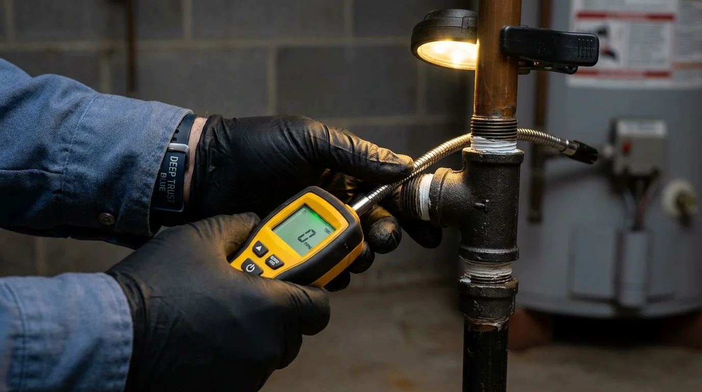 Gas leak detection with electronic sniffer by Johns Plumbing LLC in Escalon