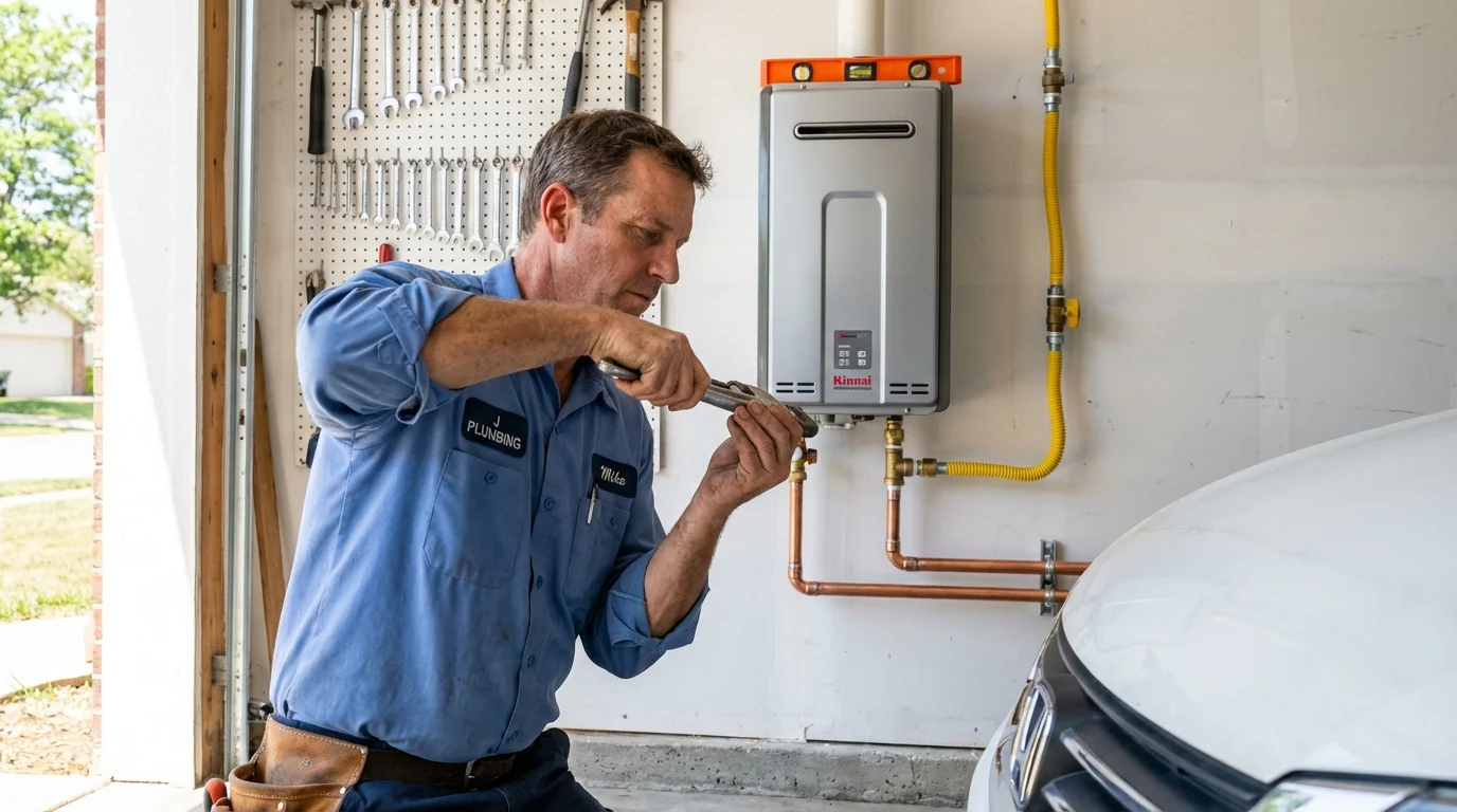 Tankless water heater installation by a Johns Plumbing LLC plumber in Escalon